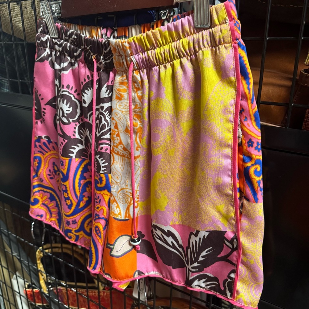 Zara Colorful Patterned Patchwork Satin Shorts - image 2